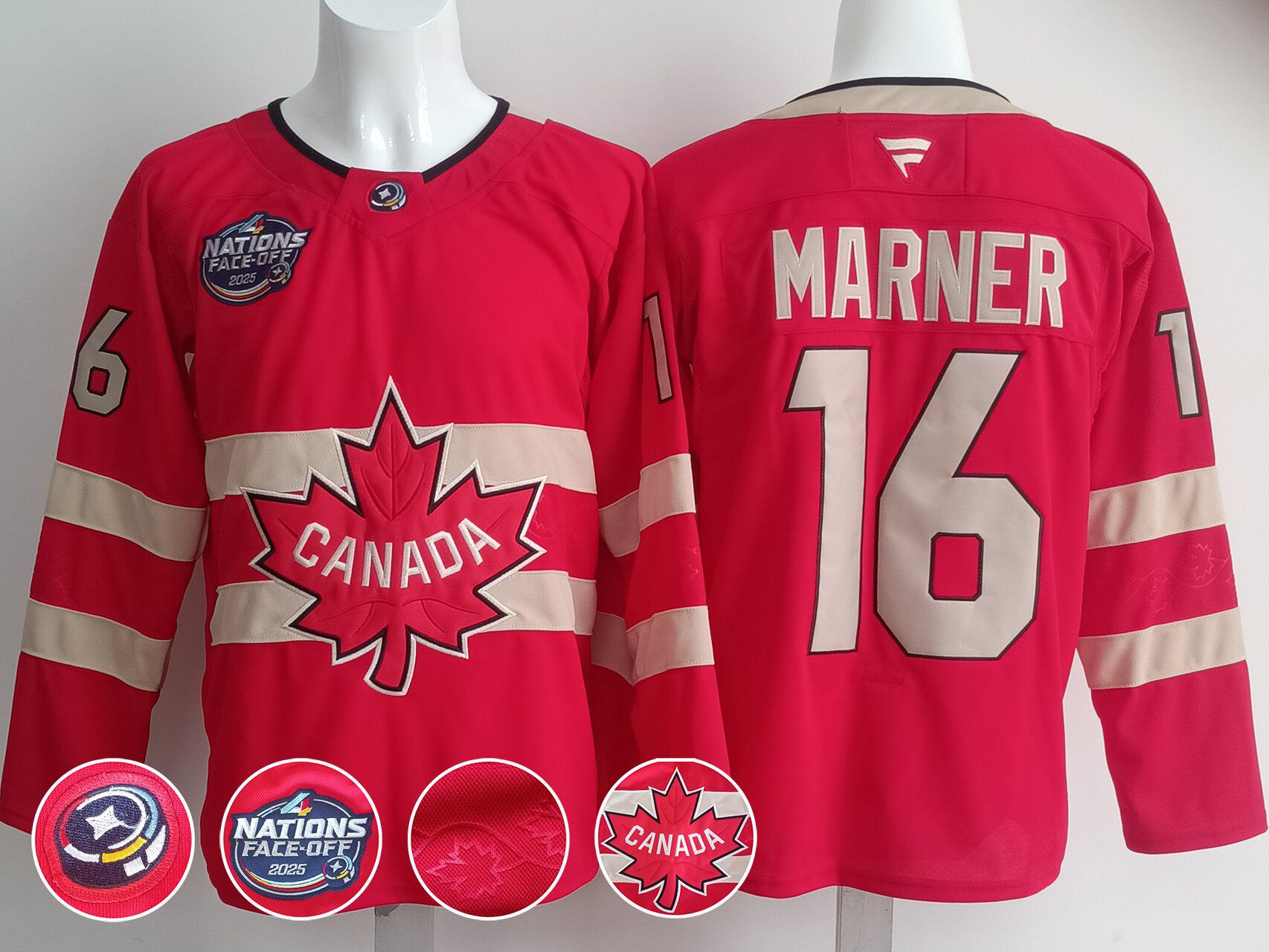 Men Canada #16 Marner Red 2025 Fanatics Home Premium NHL Jersey